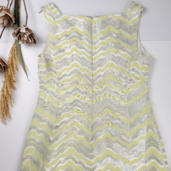 New Lilly Pulitzer Yellow Silver Stripe Dress 4 - Picture 2 of 12